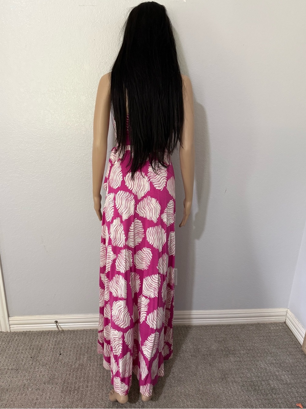 Diane Von Furstenberg Pink and White Sleeveless Wrap Maxi Dress - Picture 6 of 11
